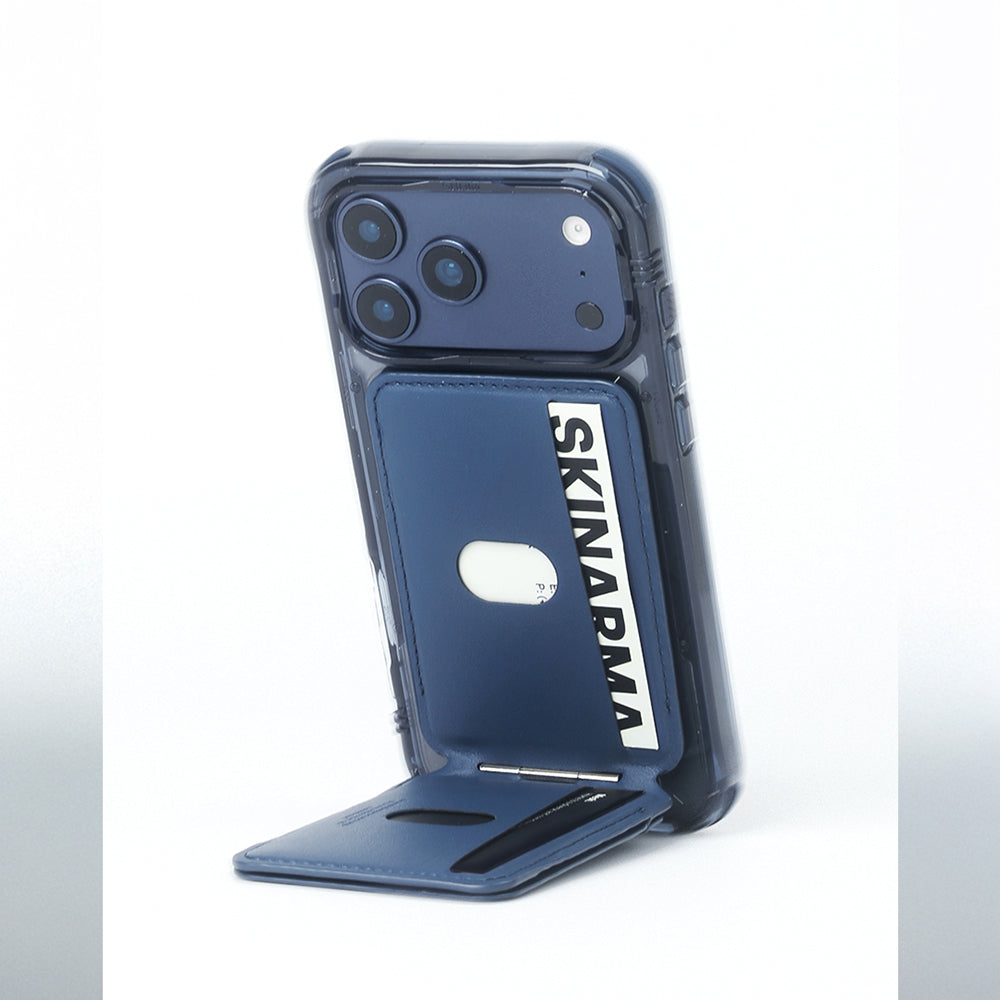Skinarma Axis Serisi Foldable Stand Özellikli Deri Tasarımlı Kartlık Lacivert