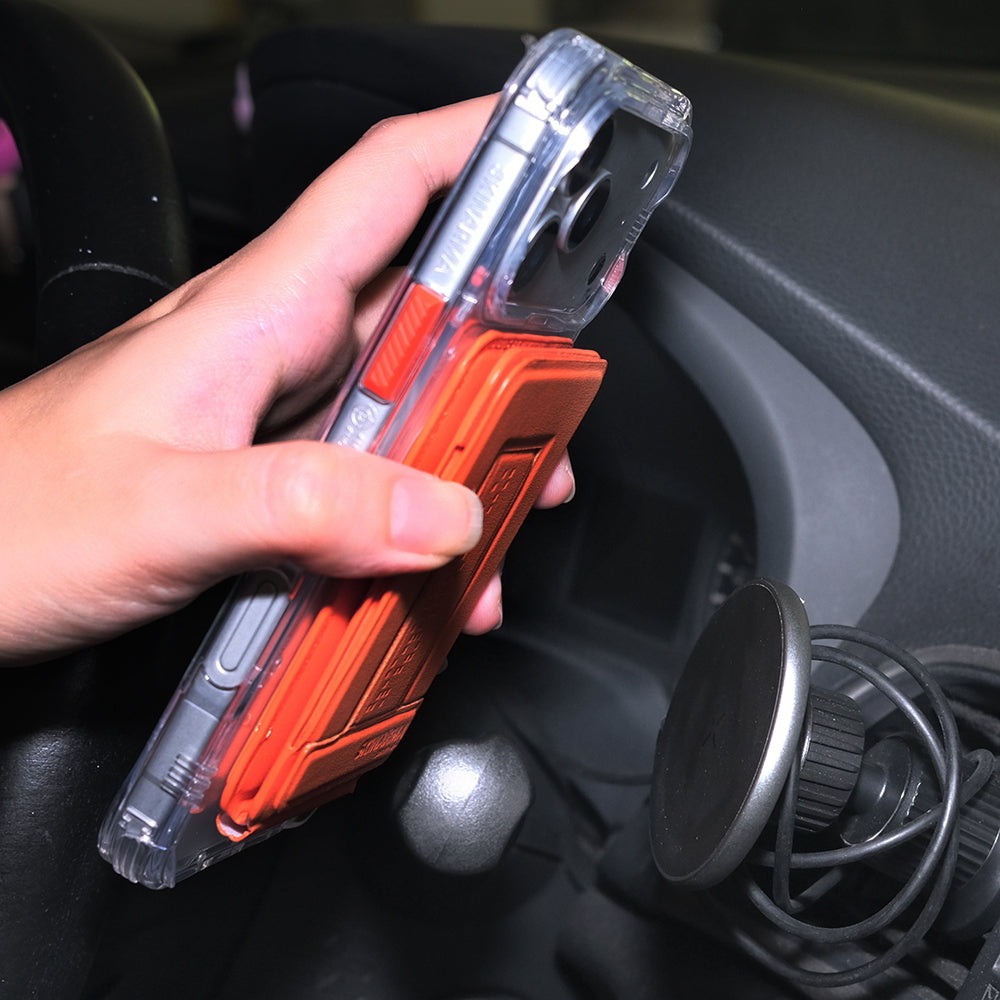 Skinarma Axis Serisi Foldable Stand Özellikli Deri Tasarımlı Kartlık Haki