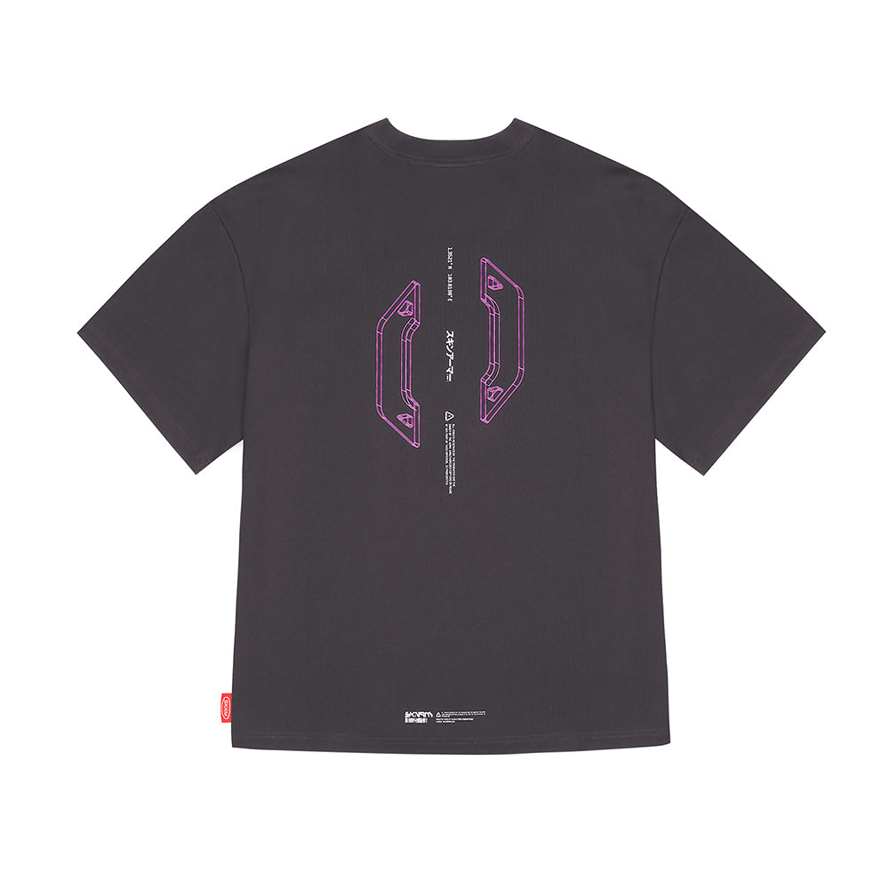 Skinarma Cypher Kısa Kollu Oversize Unisex Bisiklet Yaka Mor Tişört Large