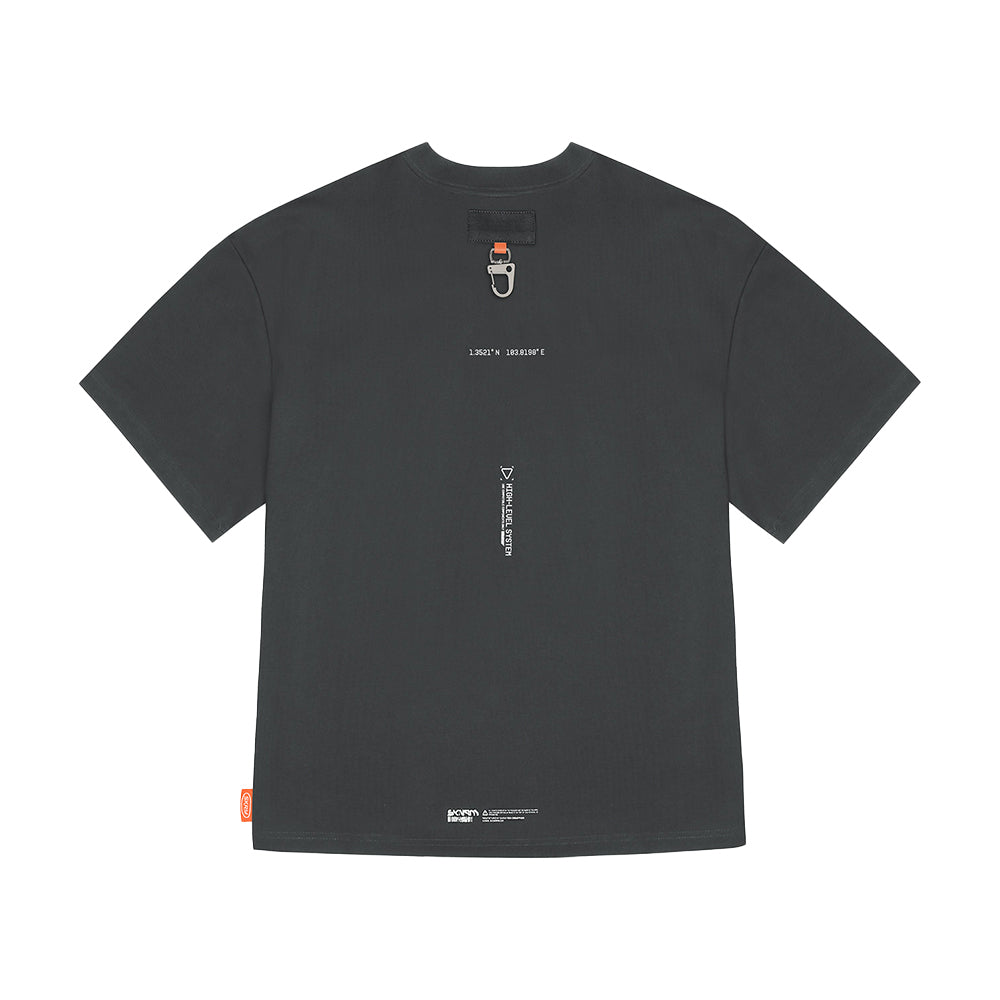 Skinarma Glitch Kısa Kollu Oversize Unisex Bisiklet Yaka Gri Tişört Medium