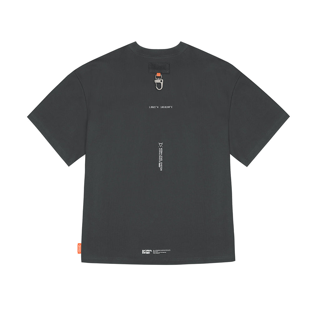 Skinarma Glitch Kısa Kollu Oversize Unisex Bisiklet Yaka Gri Tişört X Large