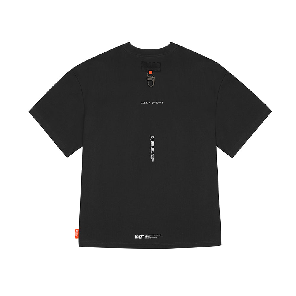 Skinarma Glitch Kısa Kollu Oversize Unisex Bisiklet Yaka Siyah Tişört Large