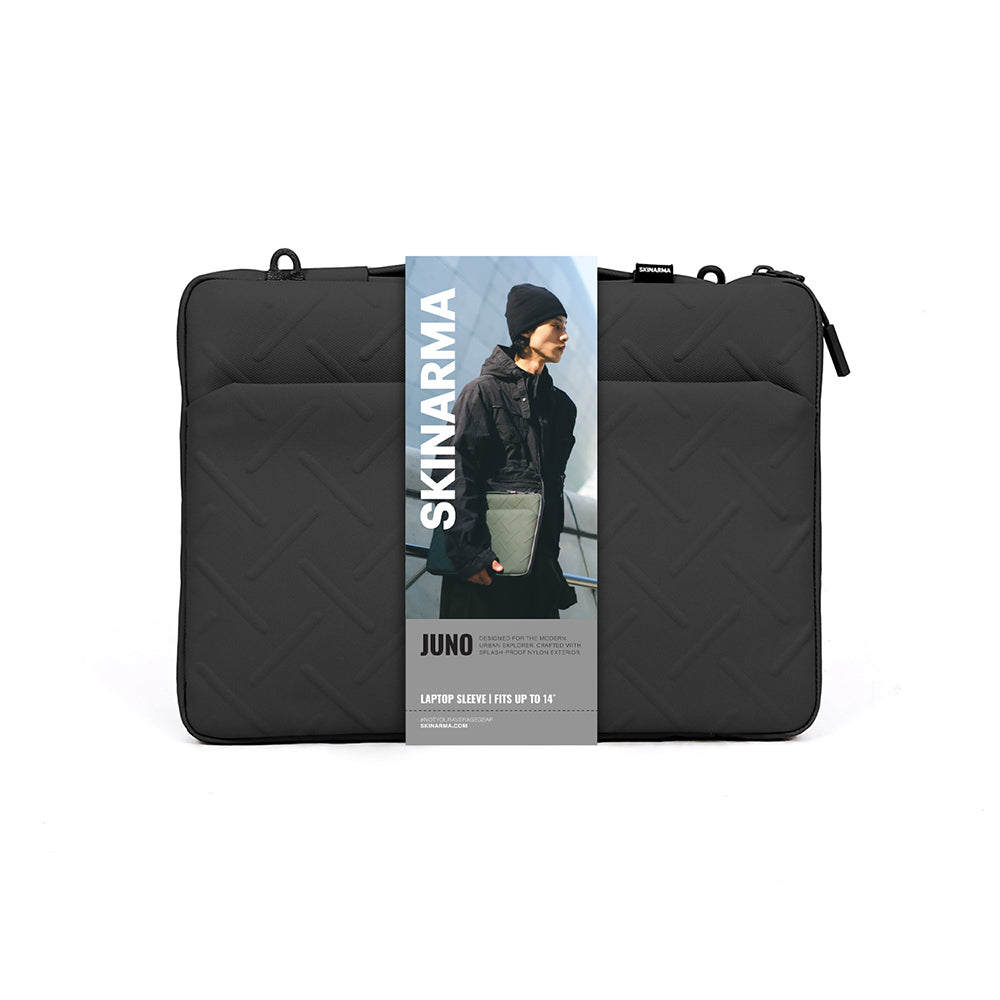 Skinarma Juno 14 inç Uyumlu Cross-Hatch Desenli Naylon Çapraz Vücut Laptop Çantası Siyah