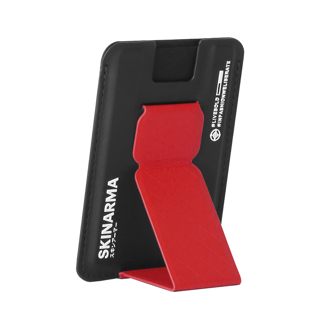 SkinArma Kado 2 Hazneli Magnetik Standlı Kartlık Siyah-Kırmızı
