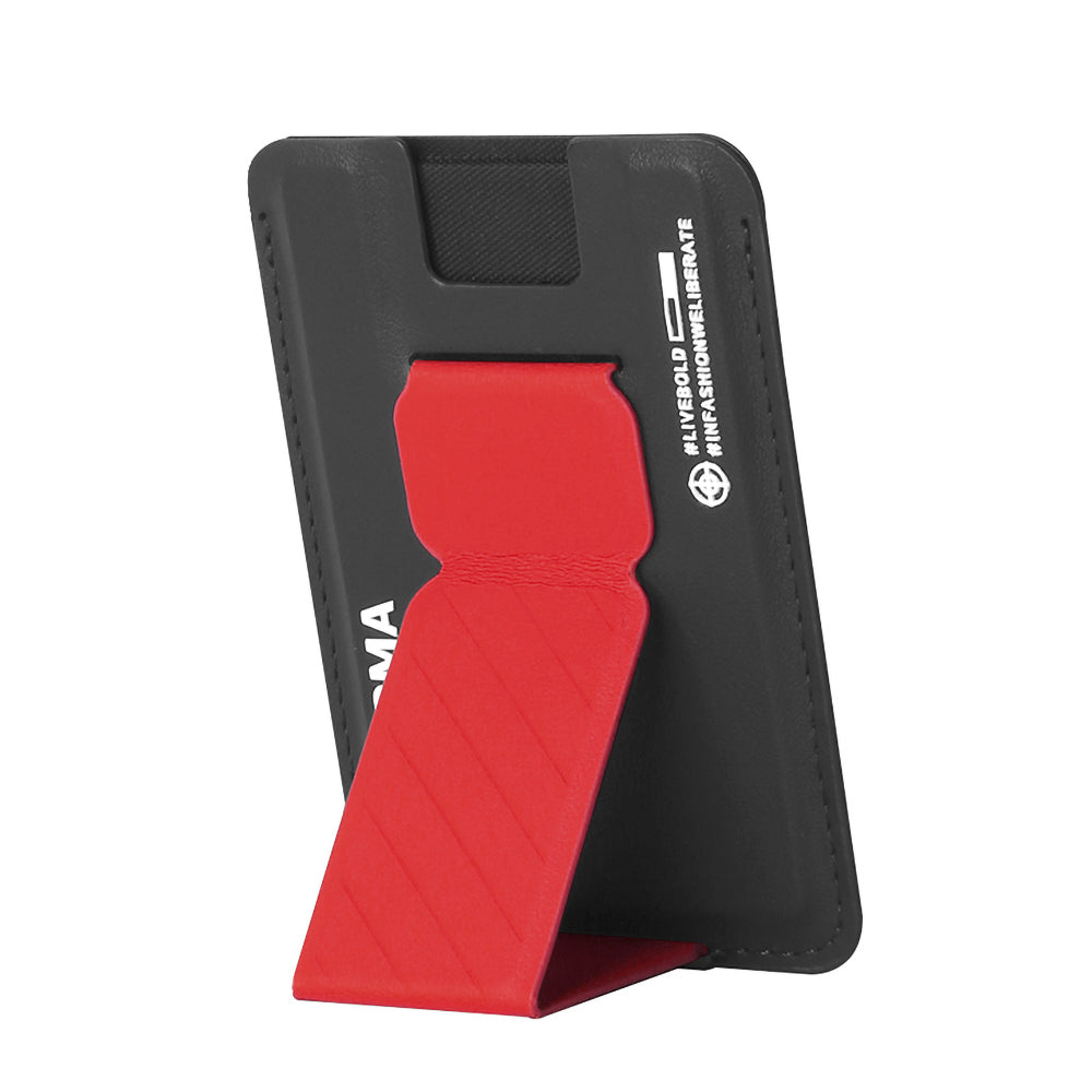 SkinArma Kado 2 Hazneli Magnetik Standlı Kartlık Siyah-Kırmızı