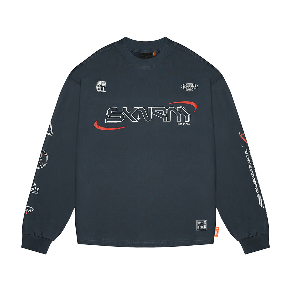 Skinarma Neptune Uzun Kollu Oversize Unisex Bisiklet Yaka Lacivert Sweatshirt Medium