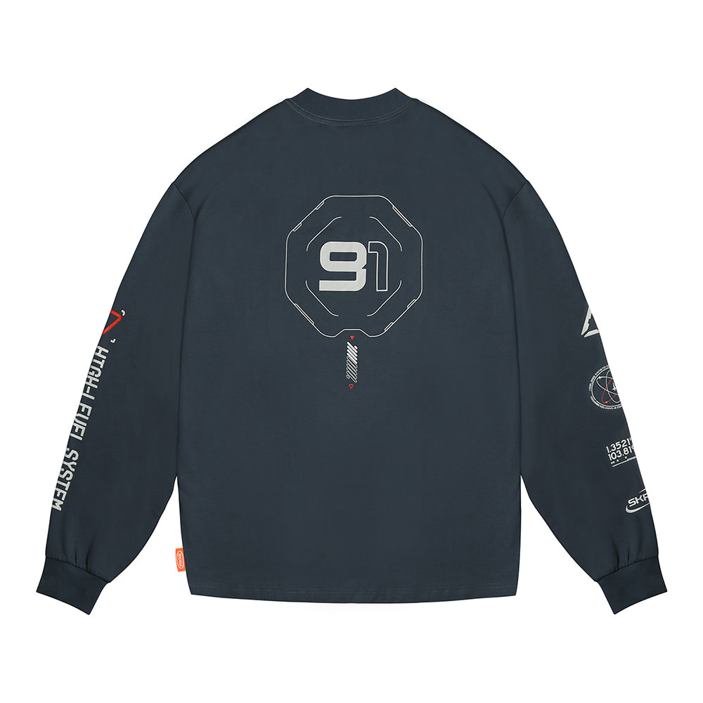 Skinarma Neptune Uzun Kollu Oversize Unisex Bisiklet Yaka Lacivert Sweatshirt Large