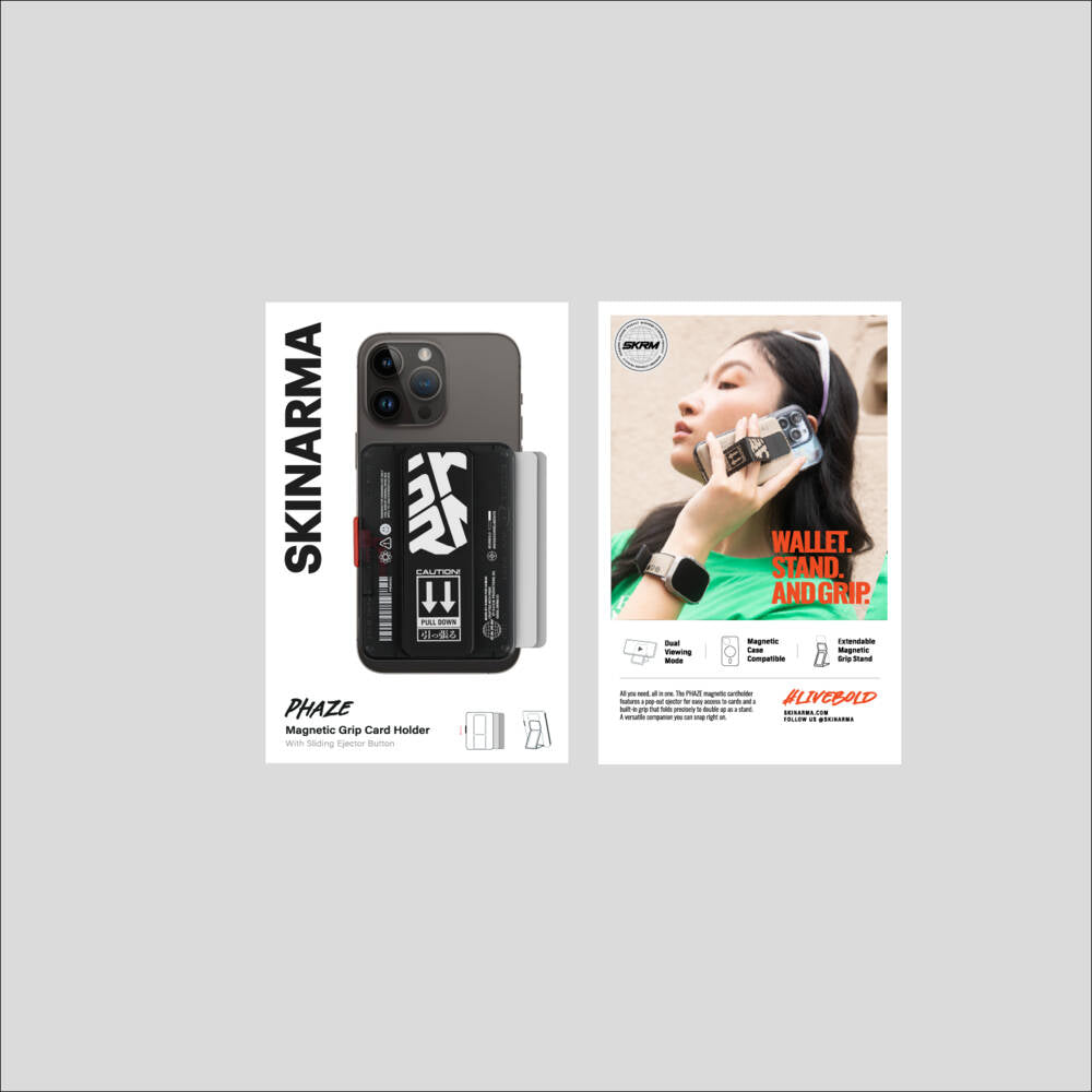 SkinArma Phaze Buton Tasarımlı 2 Hazneli Magnetik Standlı Kartlık Kırmızı