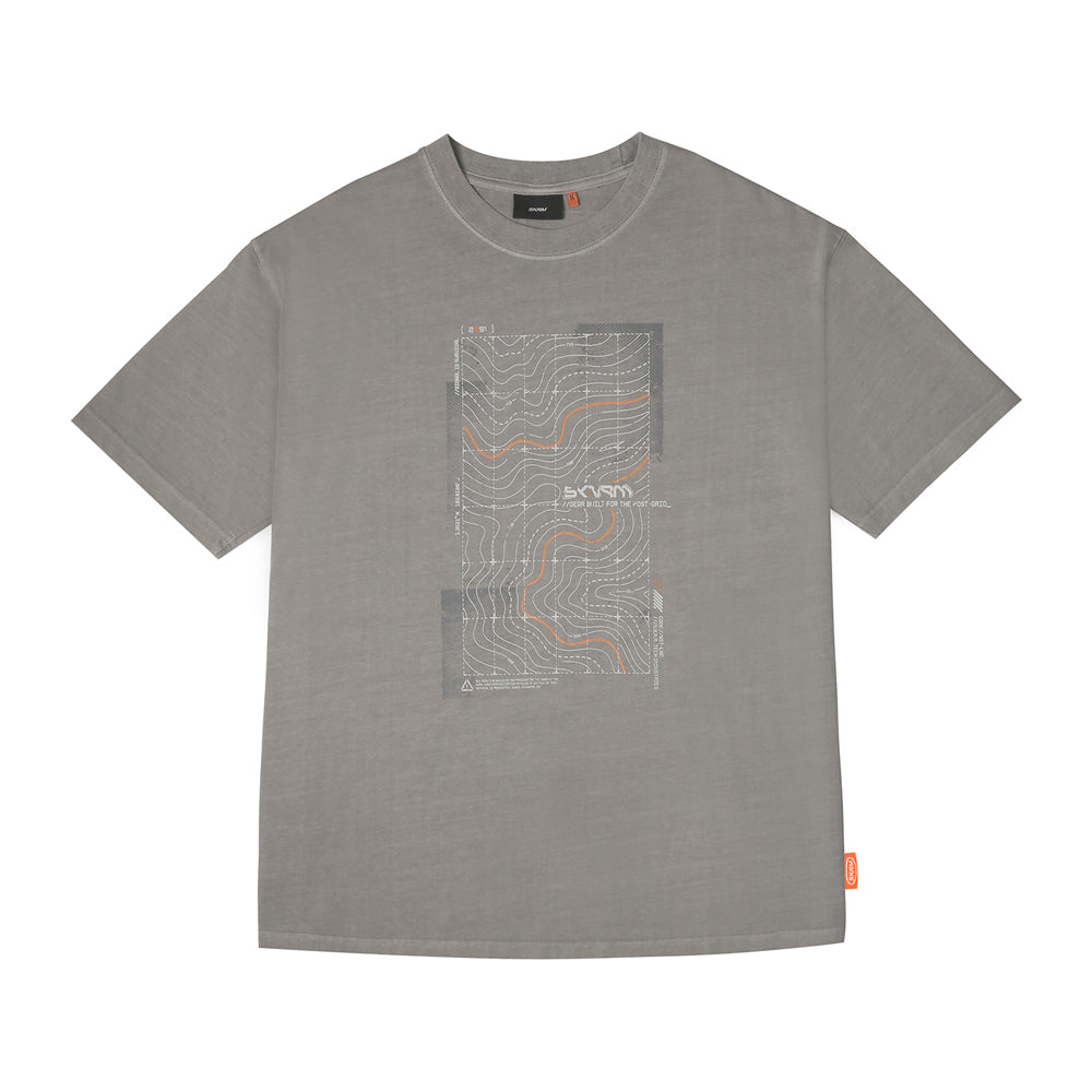 Skinarma Sonar Kısa Kollu Oversize Unisex Bisiklet Yaka Açık Gri Tişört Large
