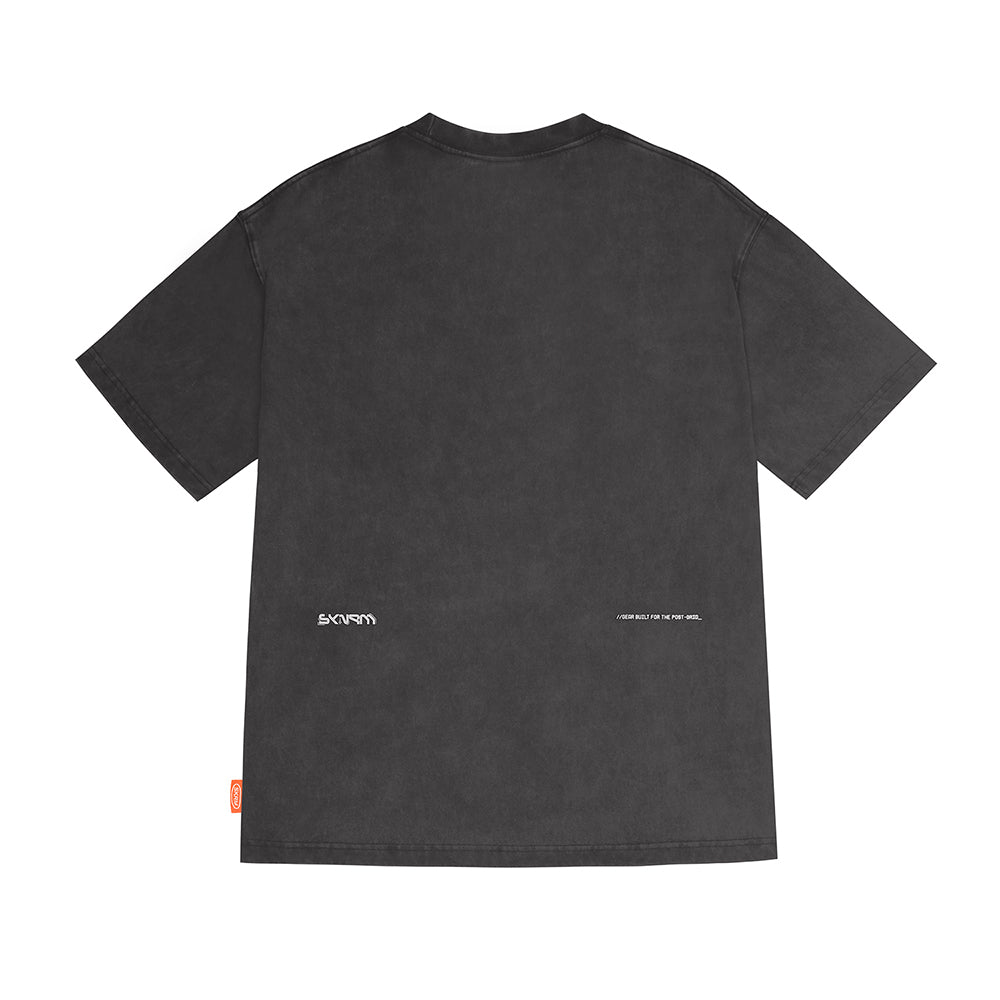 Skinarma Sonar Kısa Kollu Oversize Unisex Bisiklet Yaka Gri Tişört Medium