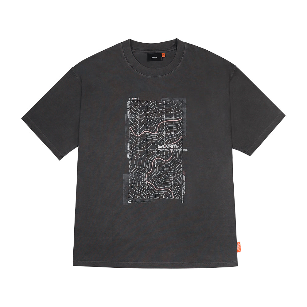 Skinarma Sonar Kısa Kollu Oversize Unisex Bisiklet Yaka Gri Tişört Large