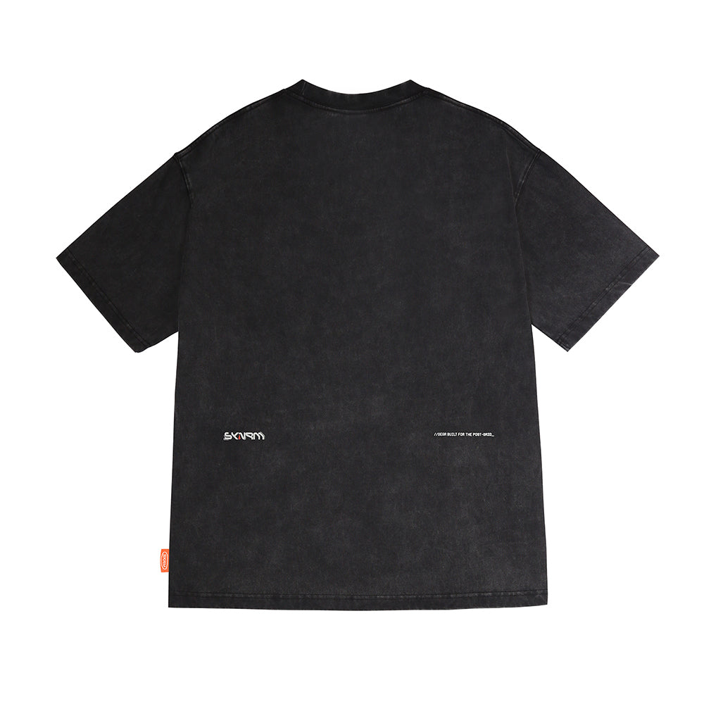 Skinarma Sonar Kısa Kollu Oversize Unisex Bisiklet Yaka Siyah Tişört Medium