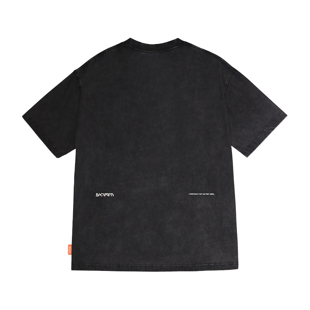 Skinarma Sonar Kısa Kollu Oversize Unisex Bisiklet Yaka Siyah Tişört Large