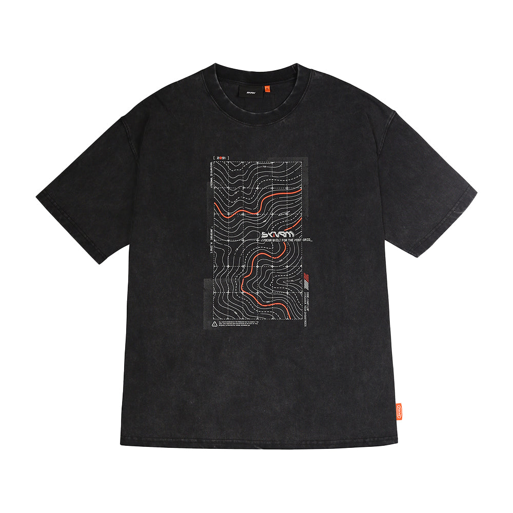 Skinarma Sonar Kısa Kollu Oversize Unisex Bisiklet Yaka Siyah Tişört Large