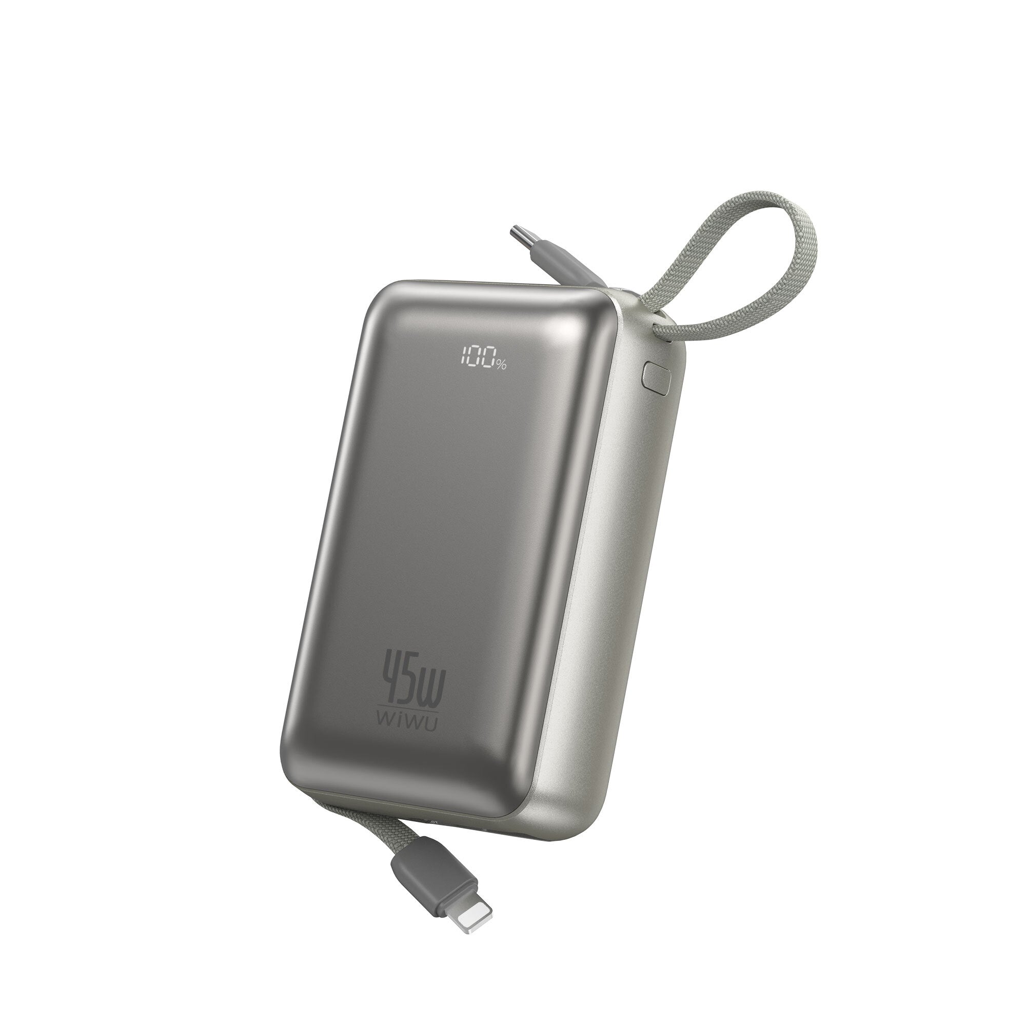 Wiwu AS-182 Galaxy Pro Max Serisi Type-C Lightning Çıkışlı Taşınabilir Powerbank PD 45W 20000mAh Gümüş