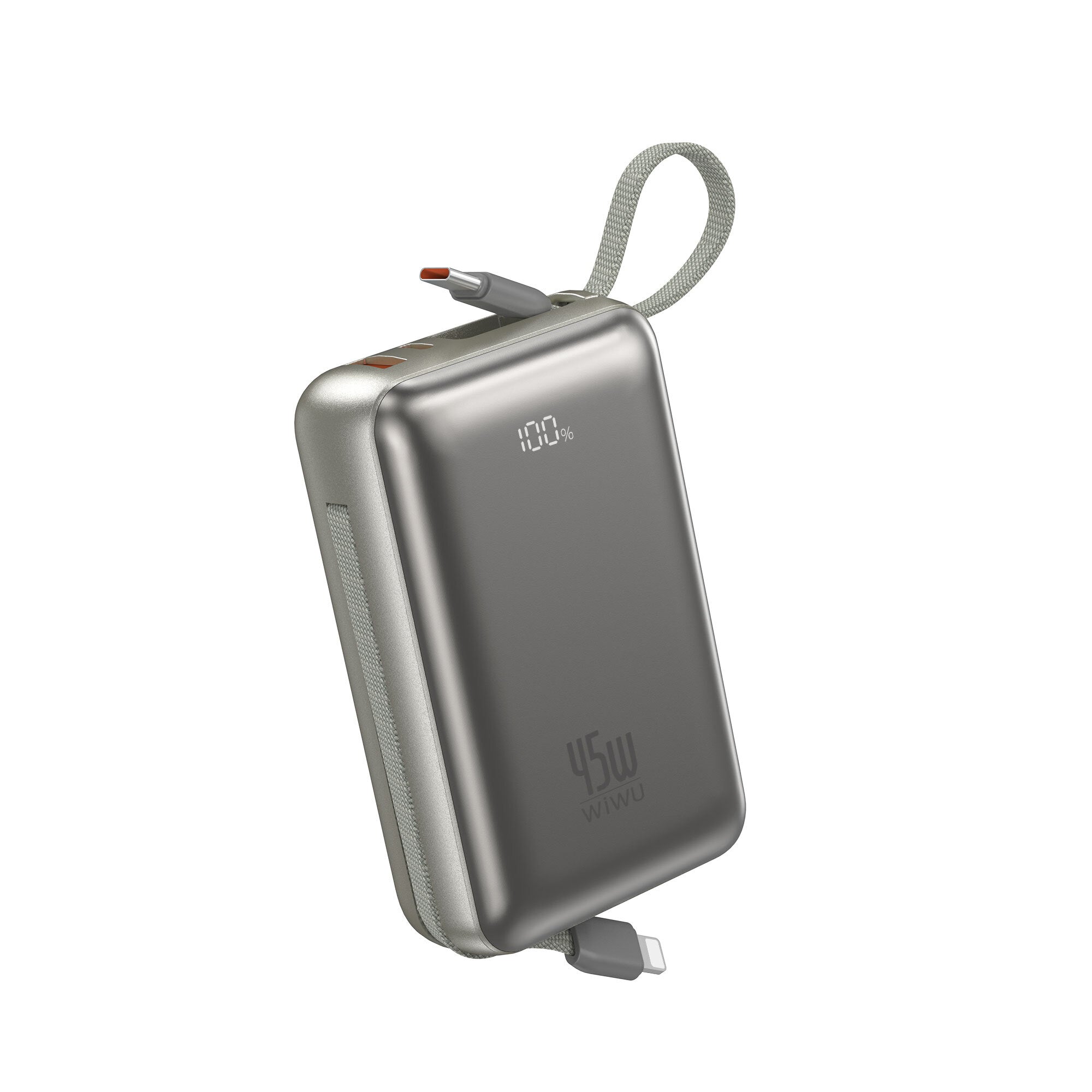 Wiwu AS-182 Galaxy Pro Max Serisi Type-C Lightning Çıkışlı Taşınabilir Powerbank PD 45W 20000mAh Gümüş