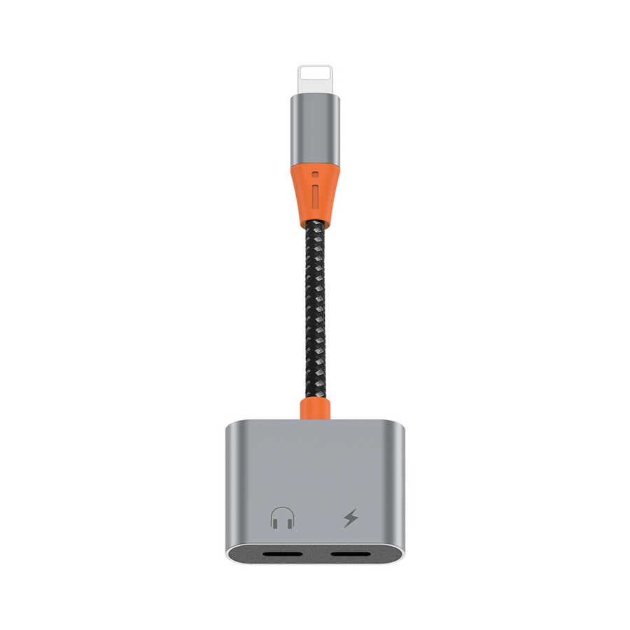 Wiwu LT09 Lightning Şarj Ve Lightning Kulaklık Dönüştürücü Adaptör Gri