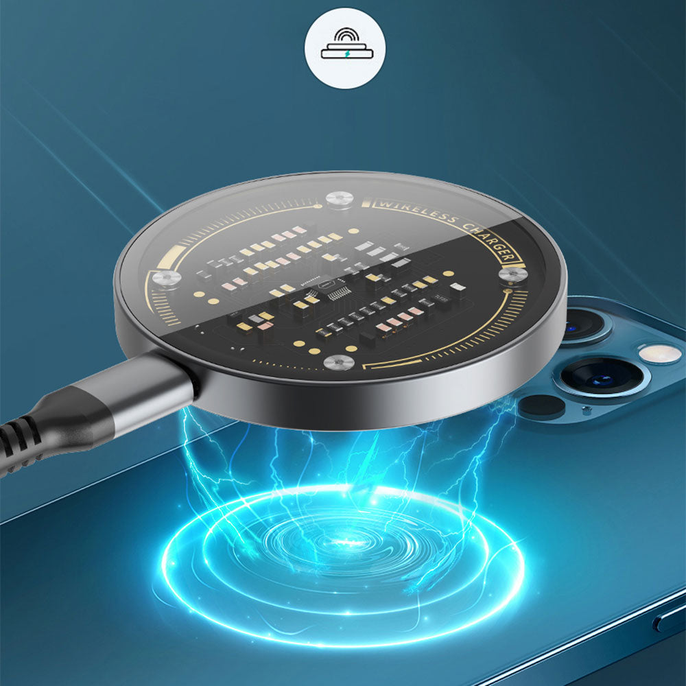 Wiwu M17 Magnetik Intelligent Transparan Wireless Şarj Ultra İnce Şeffaf 15W Android iOS Destekli Siyah