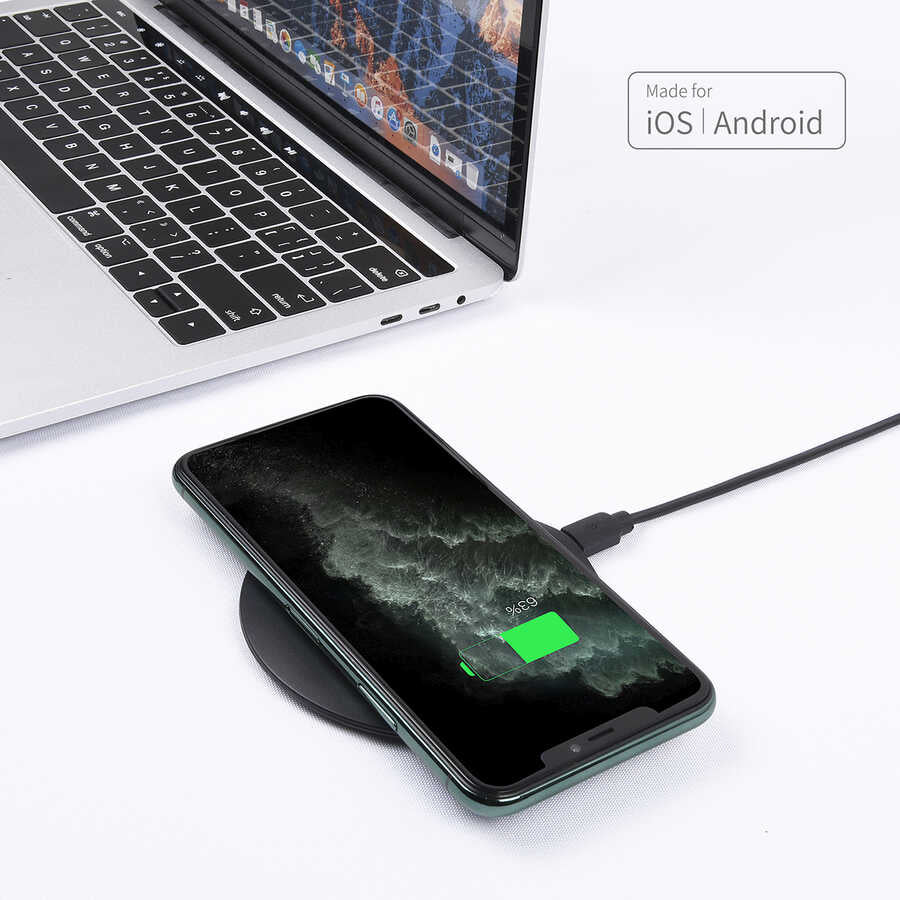 Wiwu M3 Wireless Magnetik Şarj 15W iOS Android Destekli Siyah
