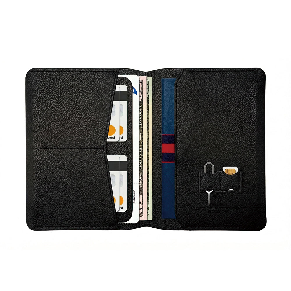 Wiwu Master Passport Wallet Pasaport RFID Özellikli Kart ve Sim Bölmeli PU Deri Cüzdan Siyah
