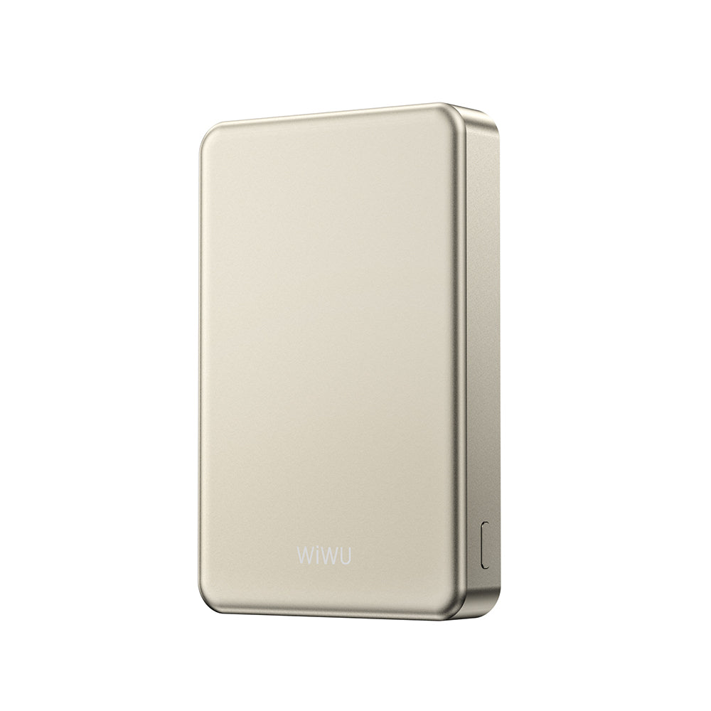 Wiwu P15-1 LED Işık Göstergeli Ultra İnce PD 20W Kablosuz Powerbank 10000mAh 15W Titanyum-Gold
