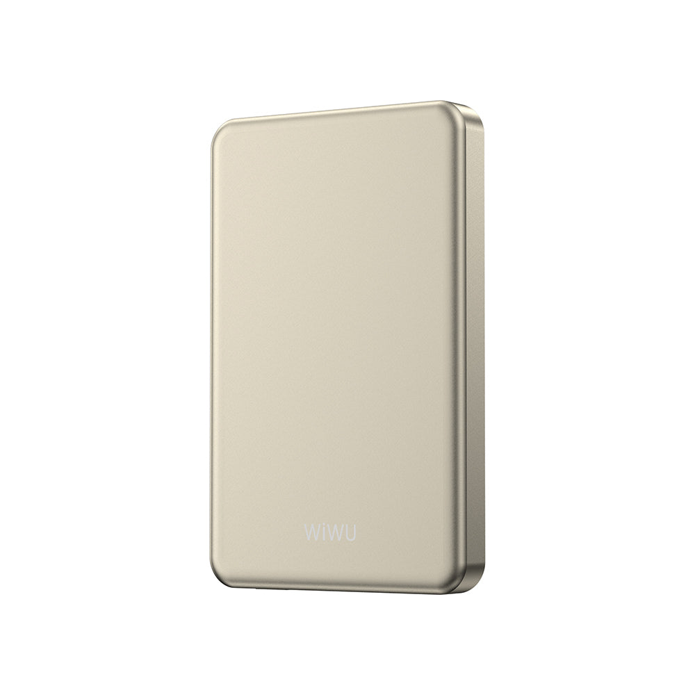 Wiwu P15 LED Işık Göstergeli Ultra İnce PD 20W Kablosuz Powerbank 5000mAh 15W Titanyum-Gold