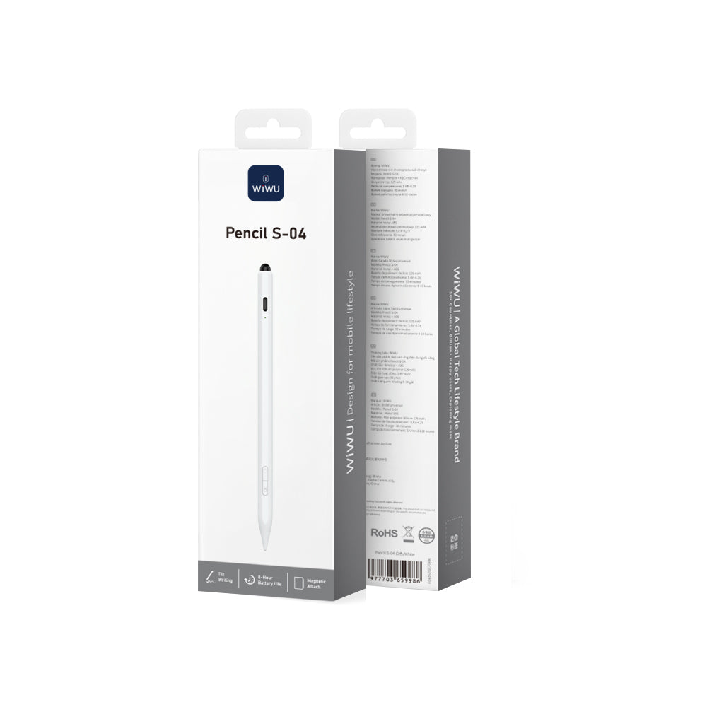 Wiwu Pencil S-04 Avuç İçi Reddi (Palm Rejection) Özellikli Universal Dokunmatik Stylus Kalem Beyaz