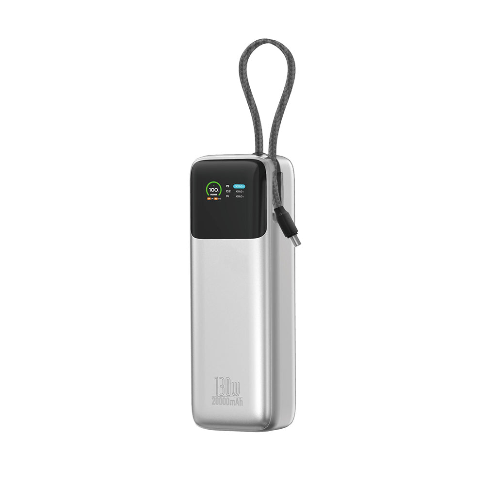 Wiwu PM-301 Power Mega Serisi Type-C Çıkışlı Taşınabilir Powerbank PD 130W 20000mAh Gümüş