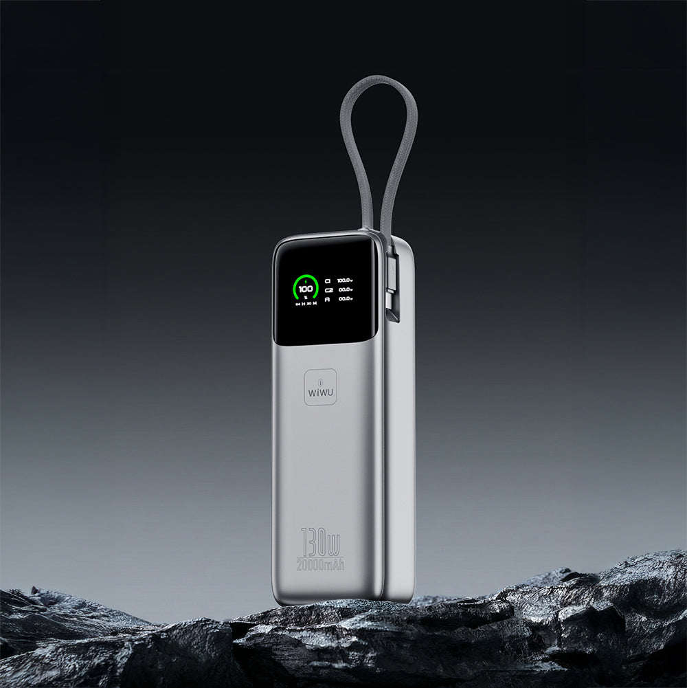 Wiwu PM-301 Power Mega Serisi Type-C Çıkışlı Taşınabilir Powerbank PD 130W 20000mAh Gümüş