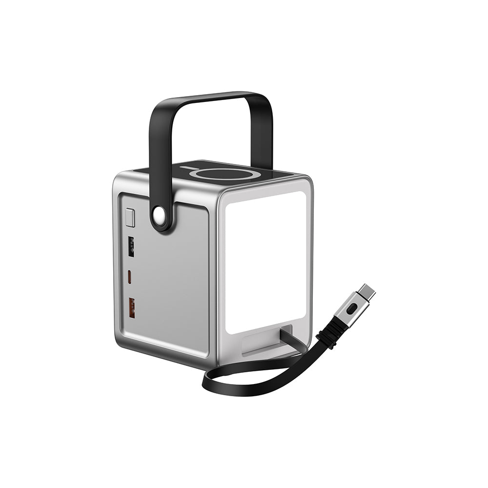Wiwu PS300 M-safe Şarj Özellikli Dijital LED Göstergeli 60W 5in1 Şarj İstasyonu Gümüş