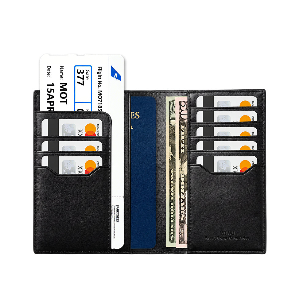 Wiwu Royal Passport Wallet Android ve iOS Cihazlar için RFID Özellikli PU Deri Cüzdan Siyah