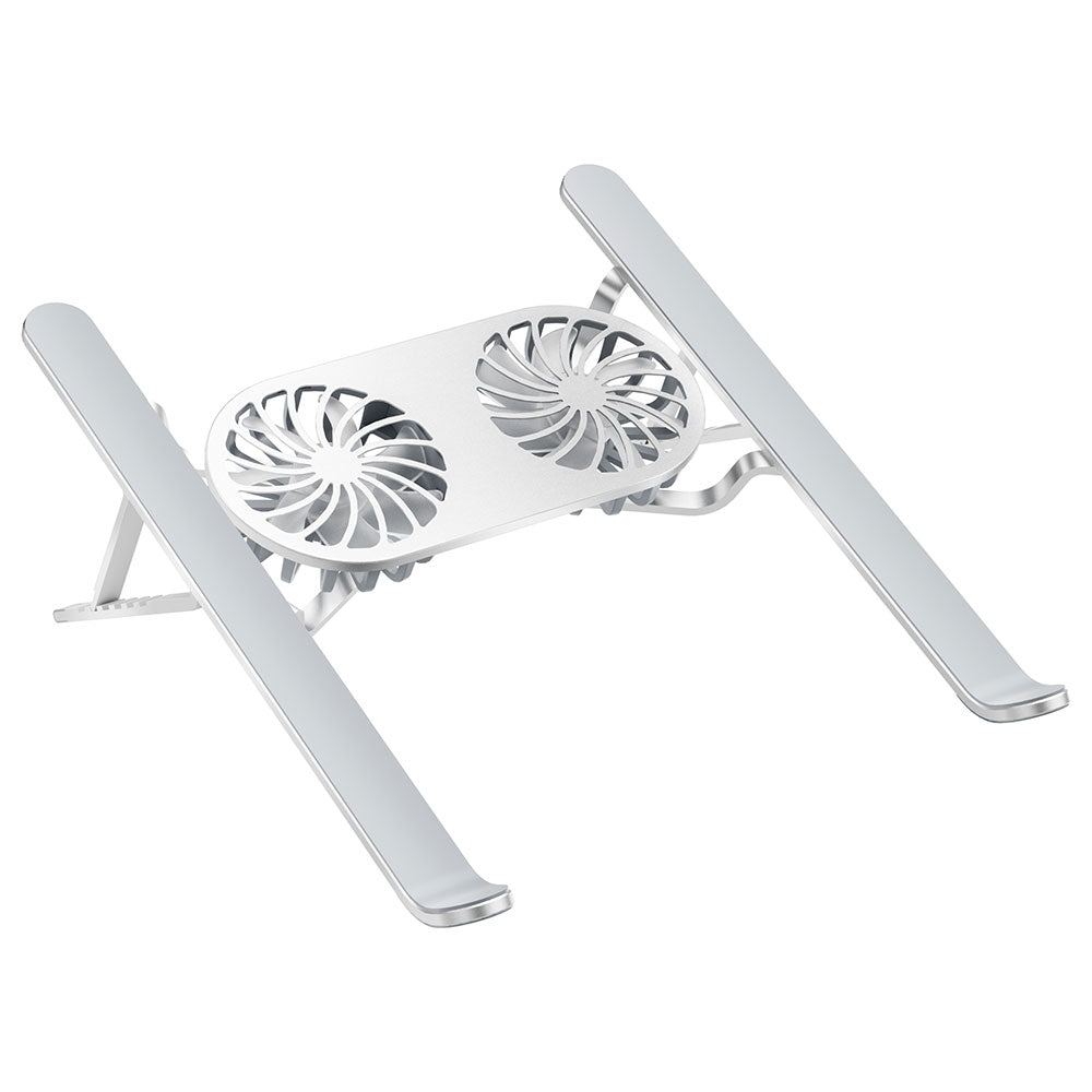 Wiwu S400 Pro Çift Fanlı Işıklı Katlanabilir Ayarlanabilir Laptop Standı 5W 3000RPM Gümüş