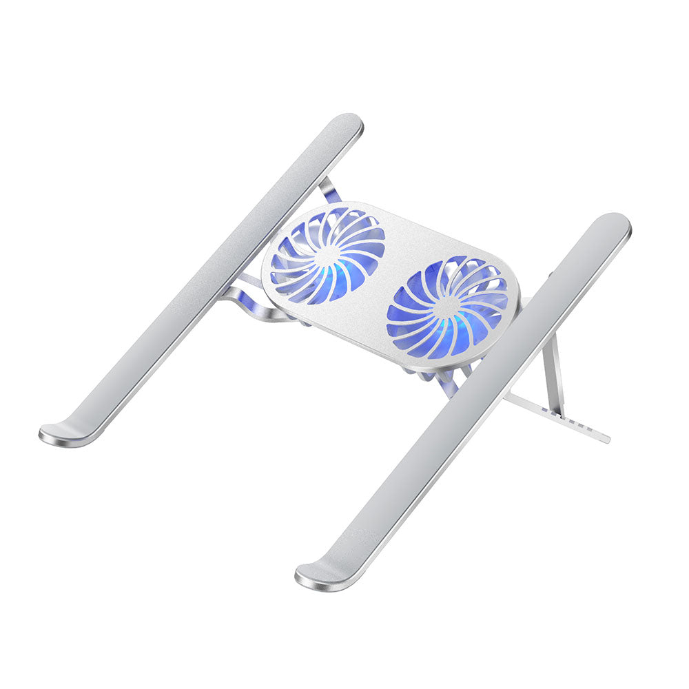 Wiwu S400 Pro Çift Fanlı Işıklı Katlanabilir Ayarlanabilir Laptop Standı 5W 3000RPM Gümüş