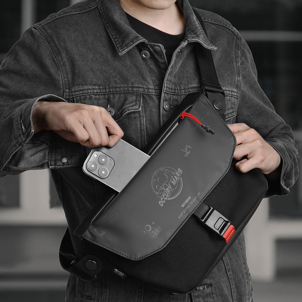 Wiwu Space Exploration Message Bag X Dupont Cordura 1000D Naylon Kumaş Çapraz Vücut Çantası Siyah