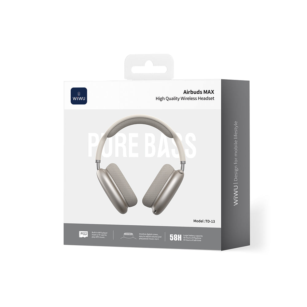 Wiwu TD-13 Airbuds Max Pure Bass Özellikli Kulak Üstü Bluetooth Kulaklık v6.0 Gold