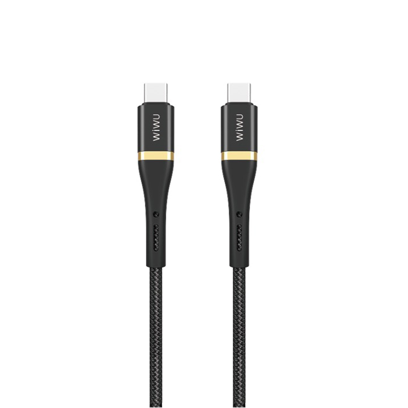 Wiwu Wi-C010 Elite Serisi Type-C to Type-C Hızlı Şarj Özellikli Data ve Şarj Kablosu 100W 2m Siyah