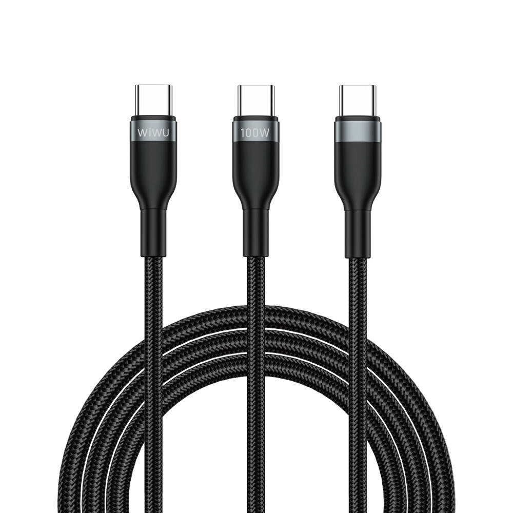 Wiwu Wi-C029 Concise Serisi 2in1 Type-C PD Data ve Şarj Kablosu 100W 1.2M Siyah