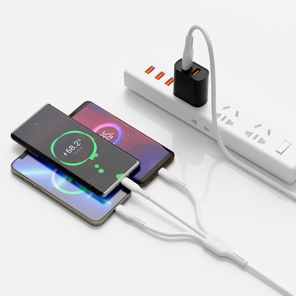 Wiwu Wi-C046E Starlink Serisi 3in1 USB-A to Lightning – Type-C – Micro Şarj ve Data Kablosu 60W 1.2M Beyaz