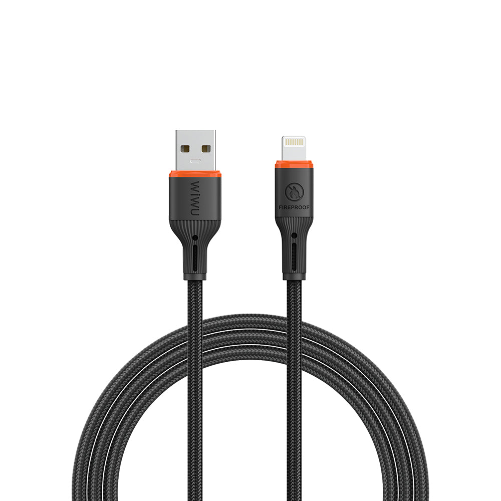 Wiwu Wi-C095 FlameGuard Serisi USB-A to Lightning Data ve Şarj Kablosu 1.2M Gri