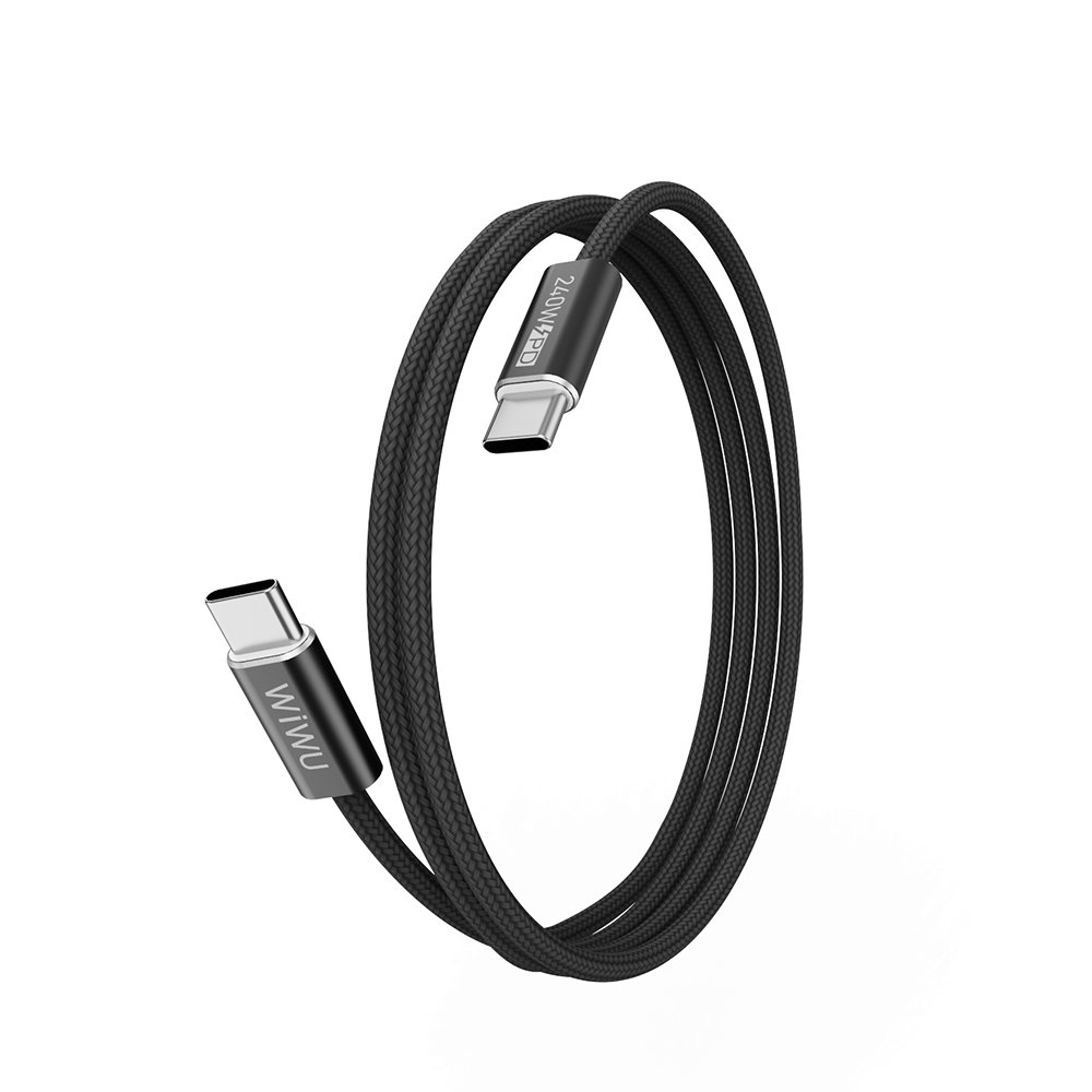 Wiwu Wi-C101 Essen Serisi Type-C to Type-C Hızlı Şarj Özellikli Data ve Şarj Kablosu 240W 1.5M Siyah