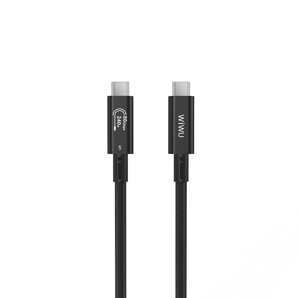 Wiwu Wi-C102 Type-C to Type-C Thunderbolt 5 Kablo 16K Ultra HD 240W 180cm Siyah