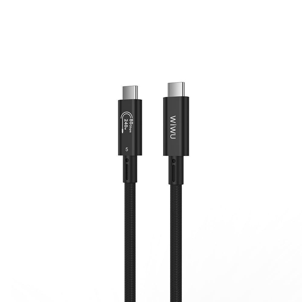 Wiwu Wi-C102 Type-C to Type-C Thunderbolt 5 Kablo 16K Ultra HD 240W 180cm Siyah