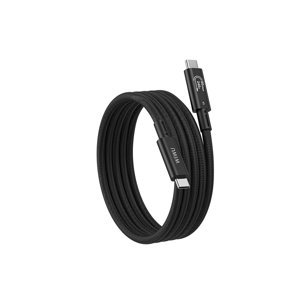 Wiwu Wi-C102 Type-C to Type-C Thunderbolt 5 Kablo 16K Ultra HD 240W 180cm Siyah