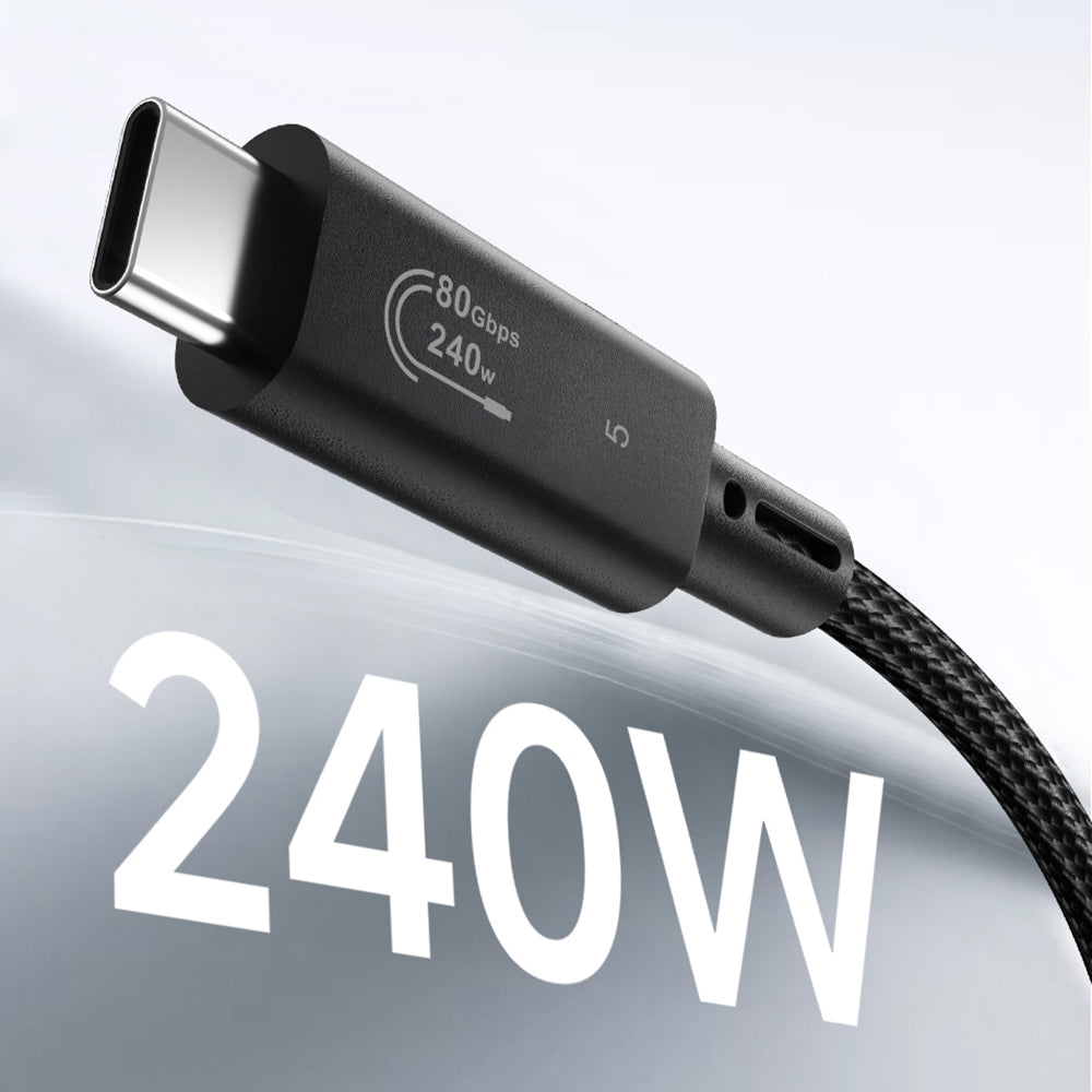 Wiwu Wi-C102 Type-C to Type-C Thunderbolt 5 Kablo 16K Ultra HD 240W 180cm Siyah