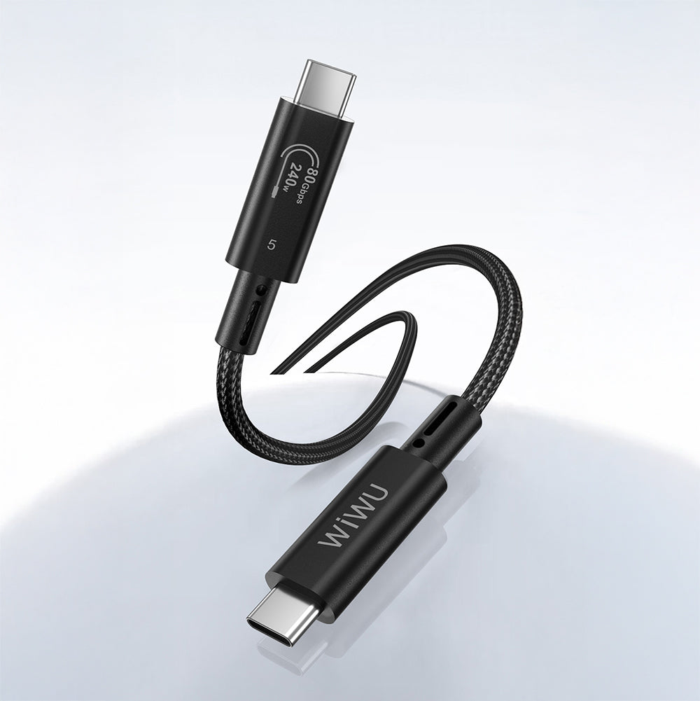 Wiwu Wi-C102 Type-C to Type-C Thunderbolt 5 Kablo 16K Ultra HD 240W 180cm Siyah