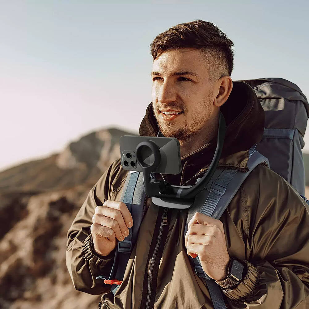 Wiwu Wi-CH320 Eller Serbest Magnetik Boyun Askılı Telefon Tutucu Siyah