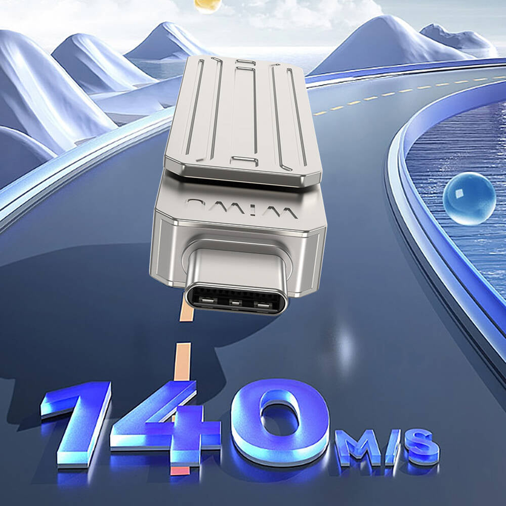 Wiwu Wi-FD001 3in1 USB3.2 Sürücü Disk USB-A + Lightning + Type-C OTG 128 GB Gümüş
