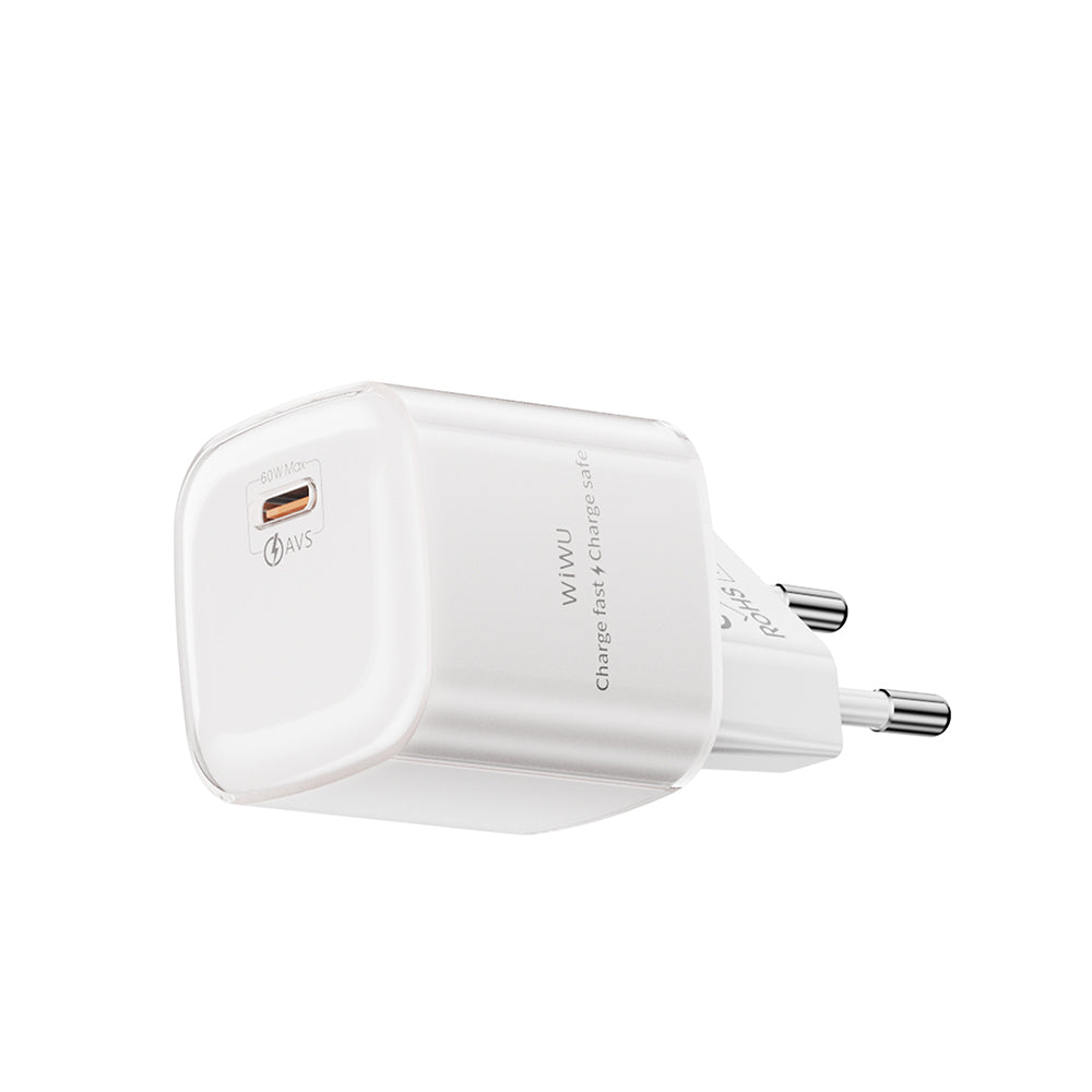 Wiwu Wi-G037 Jade Dynamic Serisi AVS Özellikli GaN Tech PD Hızlı Şarj Özellikli Şarj Başlığı 60W Beyaz
