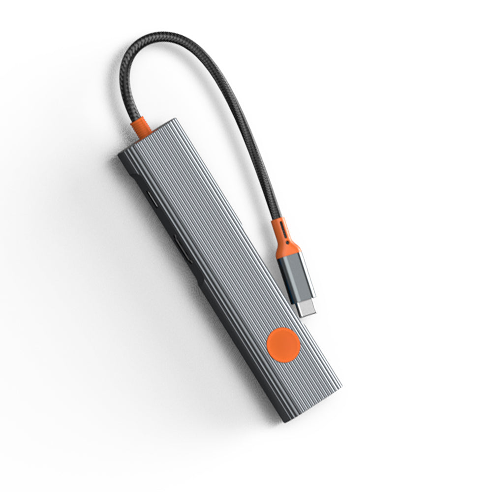 Wiwu Wi-HB005 Travel Serisi 5in1 HDMI (4K@60Hz) Girişli + RJ45 + 100W PD Type-C Hub Bağlantı İstasyonu Gri
