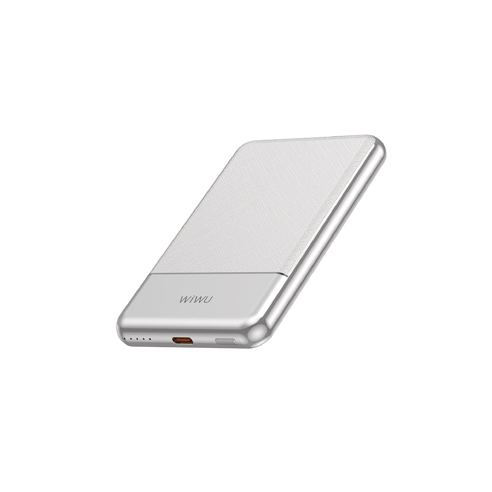 Wiwu Wi-P088 LED Işık Göstergeli PD 20W Kablosuz Powerbank 5000mAh 15W Gümüş